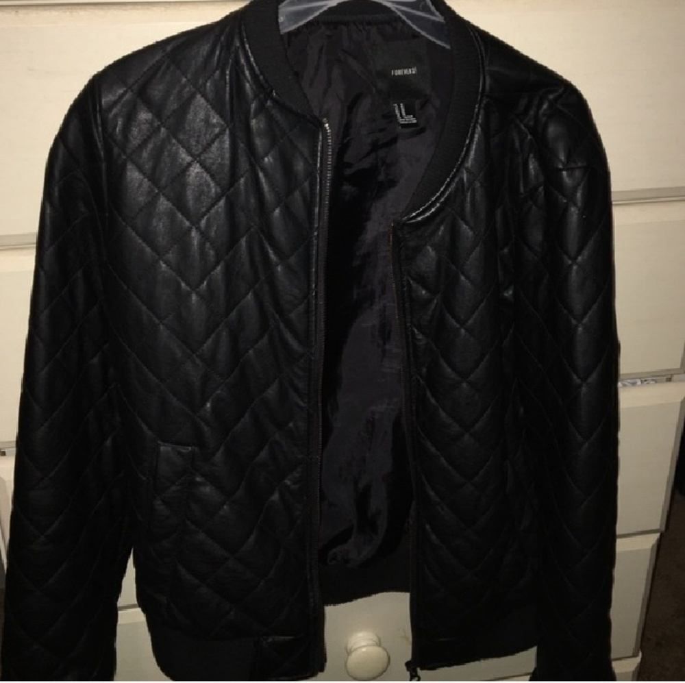 Quilted leather bomber jacket